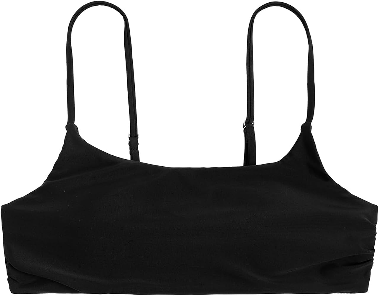 MakeMeChic Women's Bikini Tops Scoop Neck Spaghetti Straps Padded Swimsuit Bathing Suit Top