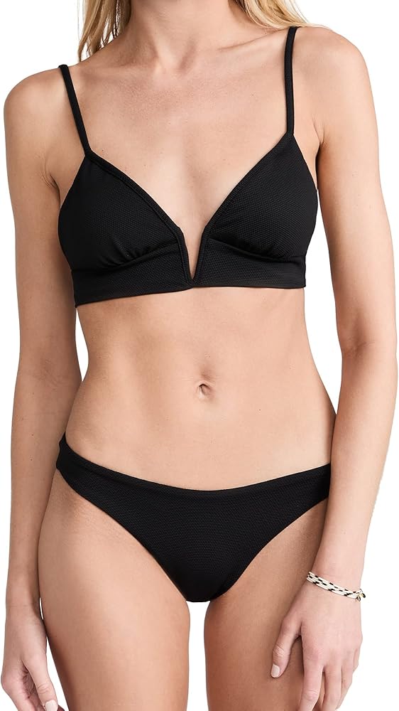 Maaji Women's Standard Black Orchid Parade Long Line Triangle Top with Removable Soft Cups