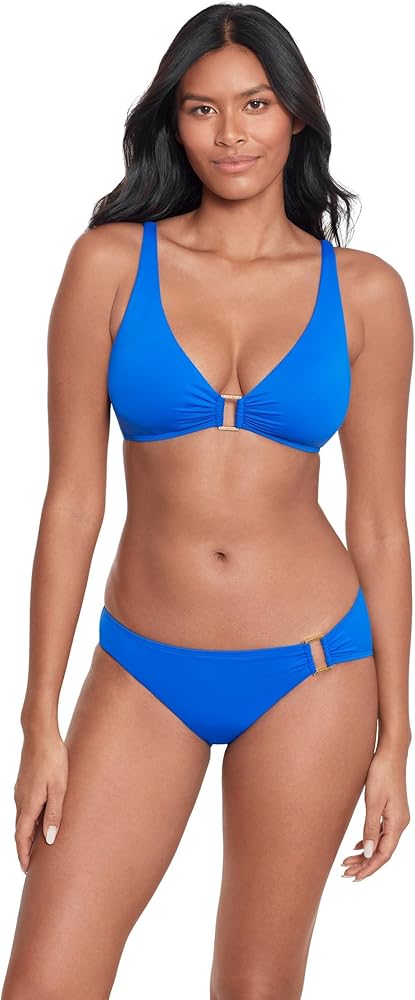 Lauren Ralph Lauren Women's Beach Club Solids Ring Over The Shoulder Bikini Top