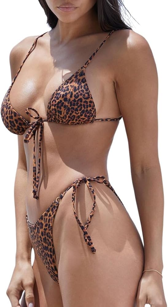 PacSun Women's Leopard Faye Triangle Bikini Top