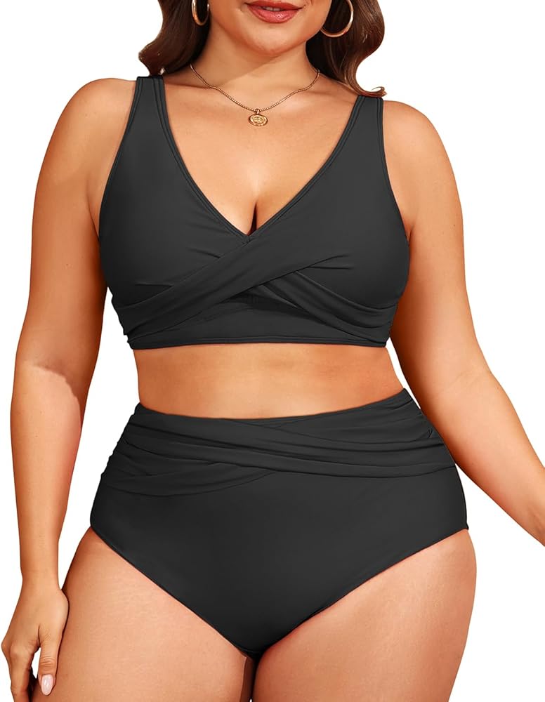 Tempt Me Plus Size Two Piece Bikini - Women High Waisted Swimsuits Bathing Suit Swimwear