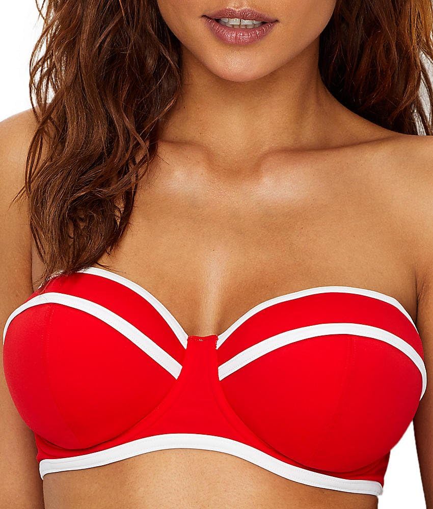 Freya Womens Paint the Town Underwire Bandeau Bikini Top, 32D, Red