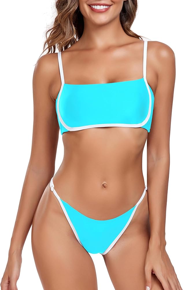 Women's Adjustable Bandeau Bikini Swimsuit Two Piece Bathing Suits