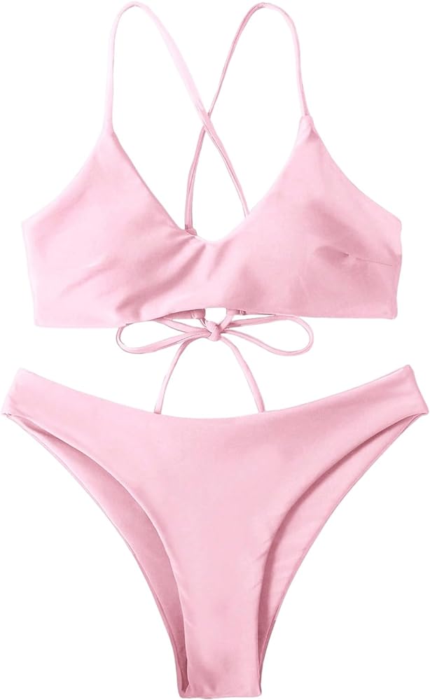 SOLY HUX Women's 2 Piece Swimsuit Criss Cross Tie Back Bikini Sets Bathing Suits