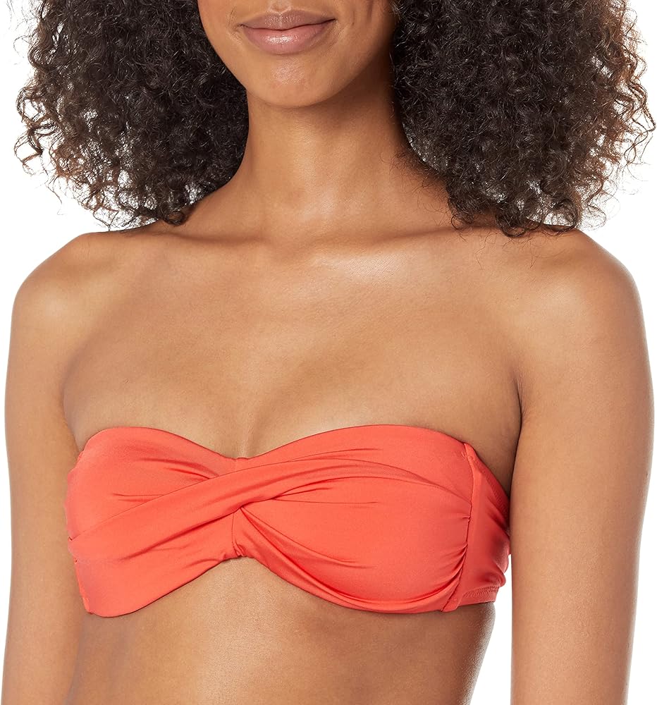 Trina Turk Women's Standard Monaco Twist Bandeau Halter Bikini Top-Swimwear Separates, Flame, 14