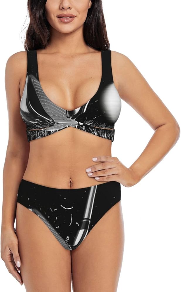 Black and White Golf Print Bikini Set for Women Soft, Stretchy, and Stylish Swimwear for Beach Pool, and Vacation