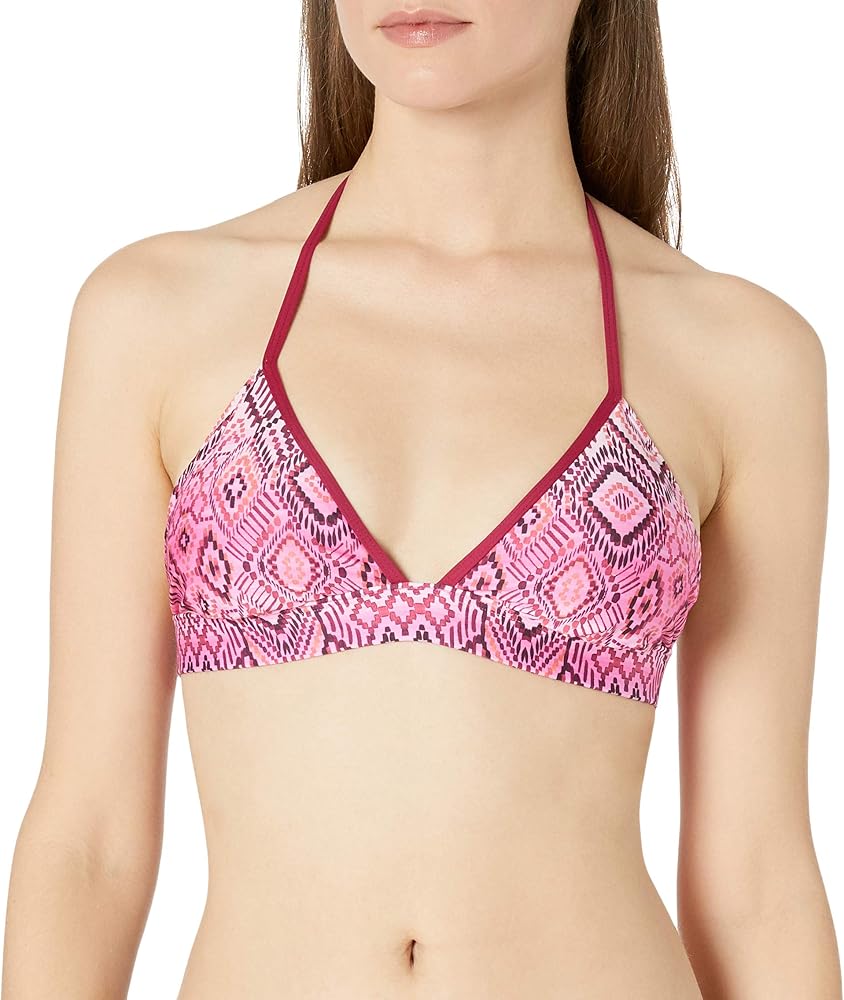 La Blanca Women's Standard Shirred Banded Halter Triangle Bra Bikini Swimsuit Top, Pink//The Idealist, 8