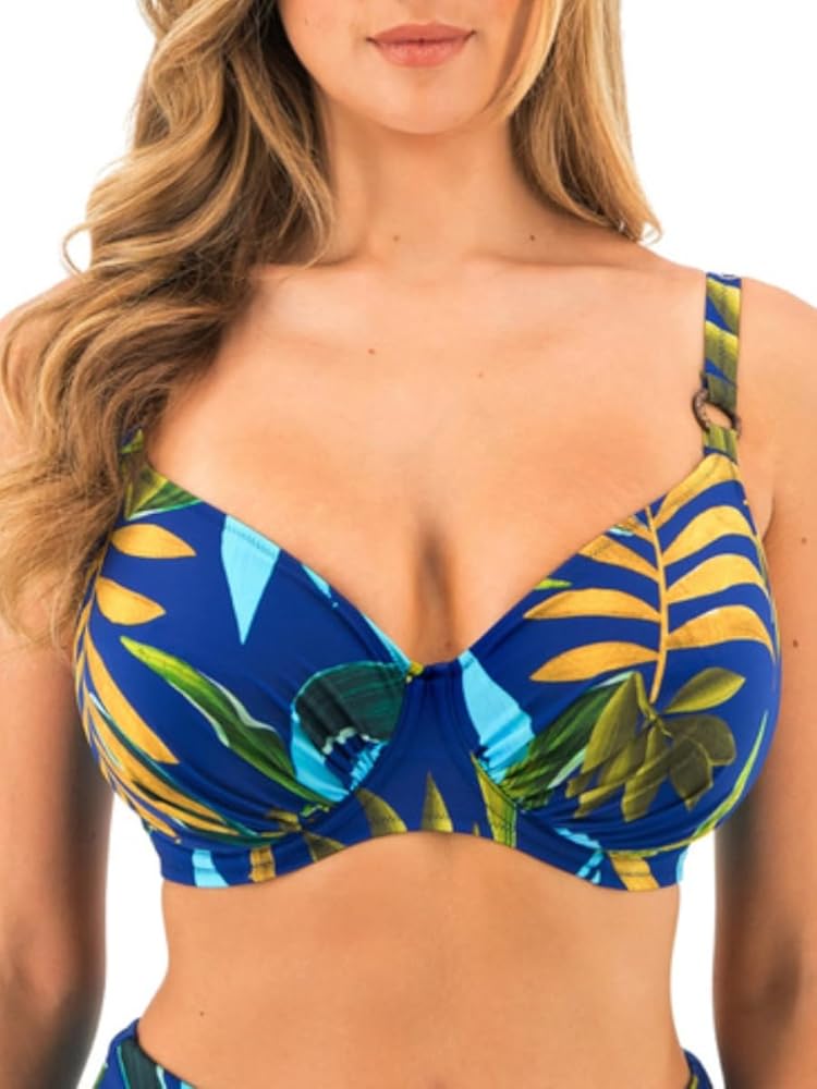 Fantasie Women's Standard Pichola Underwire Gathered Full Cup Bikini Top, Tropical Blue