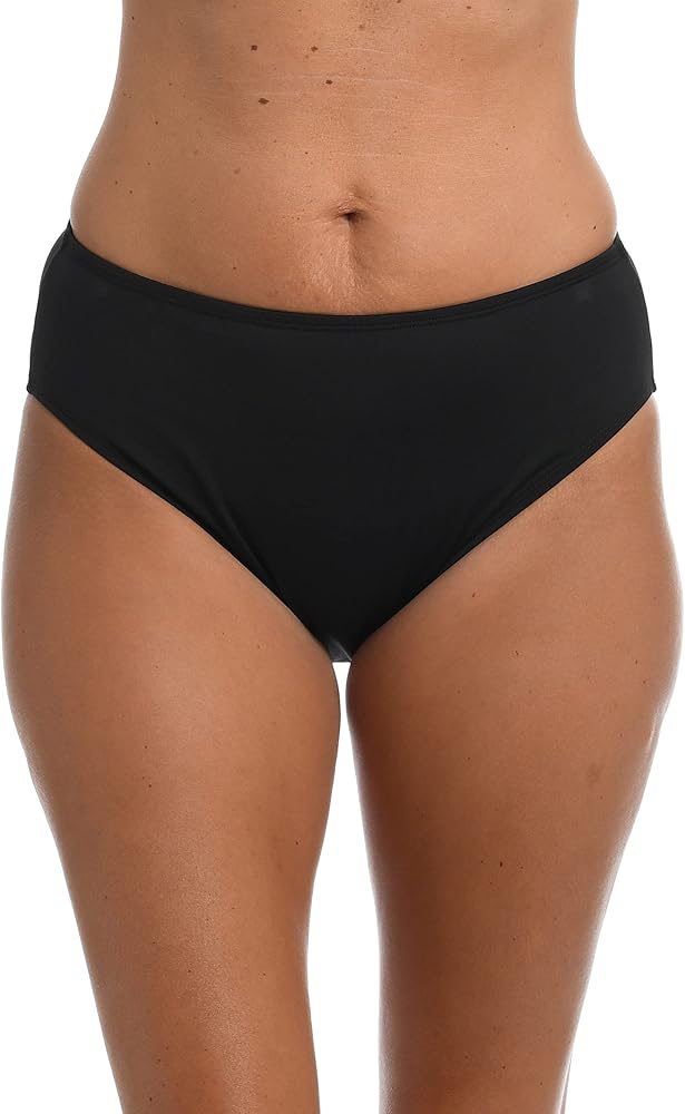 Solid Mid Waist Hipster Bikini Swimsuit Bottom