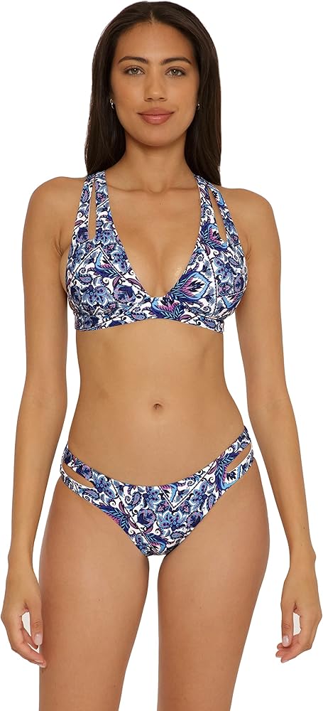 BECCA Women's Standard Print Play Cut Out Bikini Top