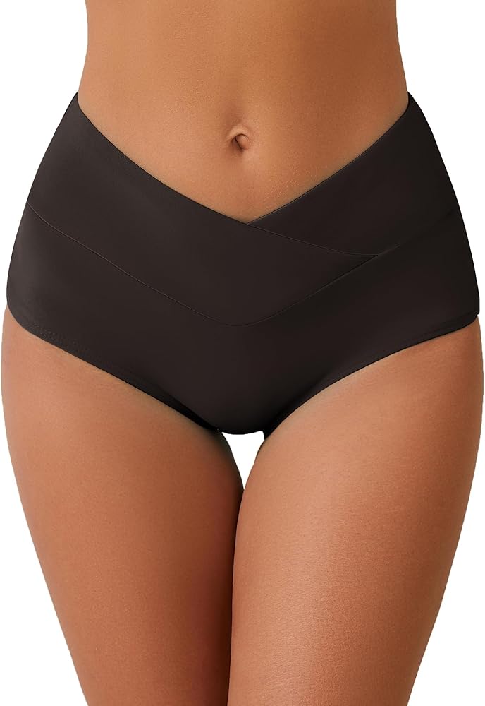 Tournesol Women's Bikini Bottoms Full Coverage Bathing Suit Bottoms with Pockets Mid Rise Swimsuit Bottoms