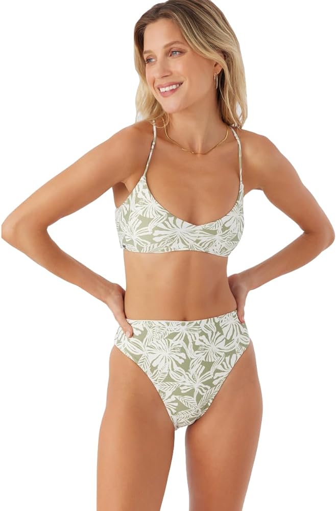 O'NEILL Womens Swim Saltwater Essentials Huntingto Bralette Bikini Top, Oil Green, Xs