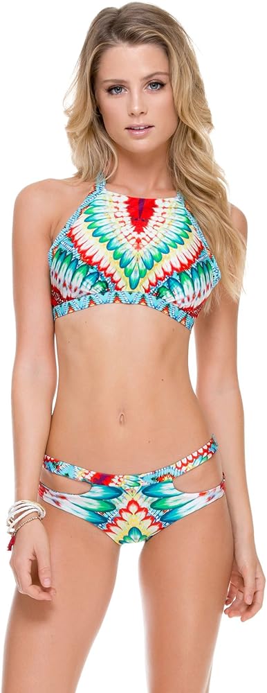 Luli Fama Women's Standard Wild Heart Born Free Reversible High Neck Bikini Top