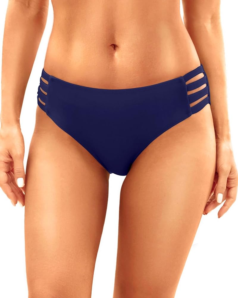 Zmart Women Strappy Bikini Bottoms Full Coverage Bathing Suit Swim Low Rise Cutout Swimsuit Bottom