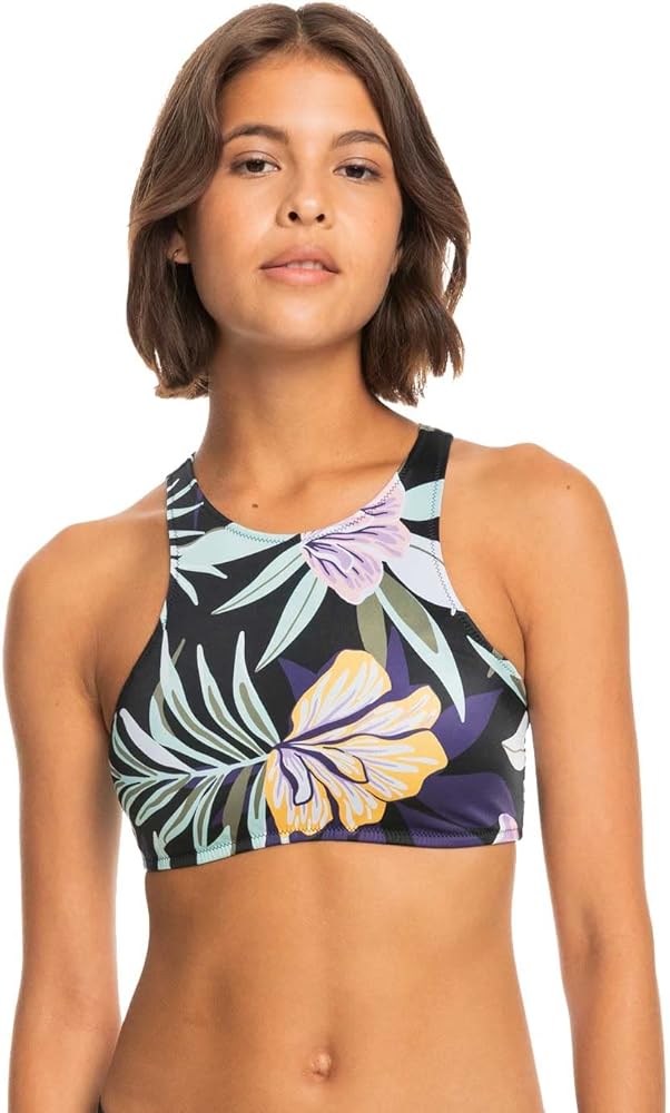 Roxy Active Crop Top Bikini Top - True Black Fasso - XL