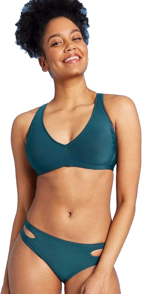 All in Motion Women's V-Neck Tie Back Bralette Bikini Top - (Teal