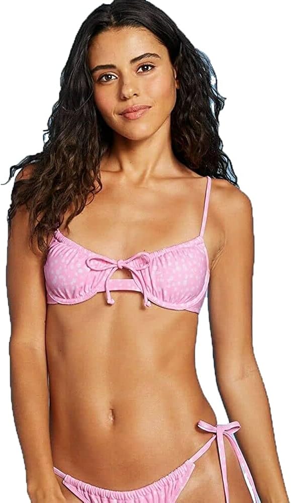 Women's Juniors' Textured Shirred Underwire Bikini Top -