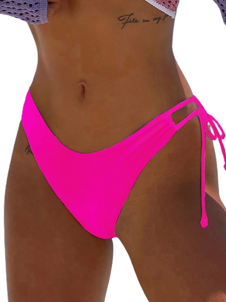 BIKINX Women's Bikini Bottom Side Tie Cheeky Bathing Suit High Cut Swimsuit