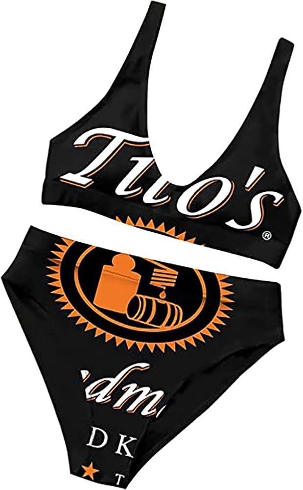 Women's Crop Top High Waist Cheeky Bikini Set Tito's Vodka Two Piece Swimsuits