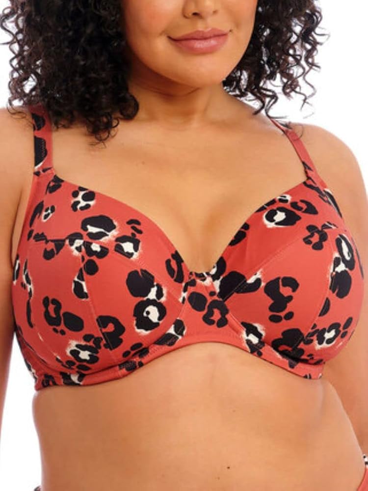 Elomi Plus Size Kotiya Plunge Underwire Bikini Top, 36E, Terracotta Brown