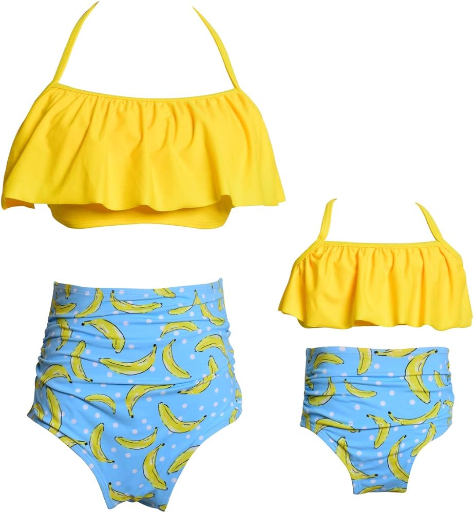 Uhnice Mother Daughter Swimwear Family Matching Girls Swimsuit Women Bikini Set