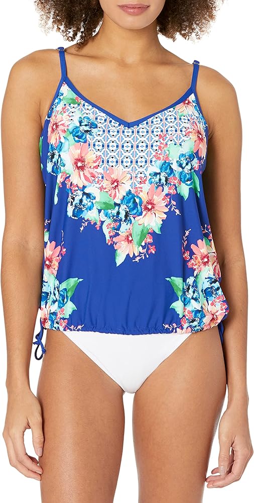 24th & Ocean Women's Standard Side Tie Tankini Swimsuit Top