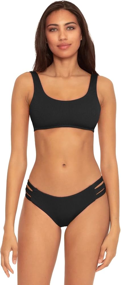 BECCA Women's Standard Fine Line Scoop Bikini Top, Adjustable, Swimwear Separates