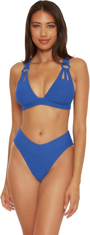 Becca by Rebecca Virtue Womens Ribbed Nylon Bikini Swim top