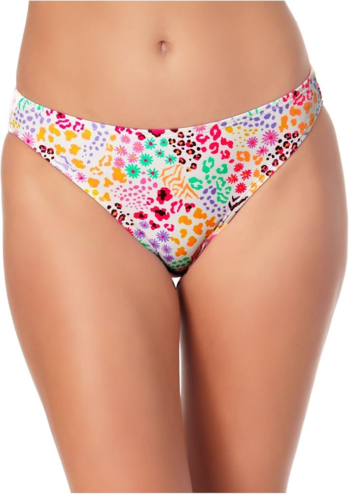 Juniors Hipster Scoop Bikini Swimsuit Bottoms Multi Small White