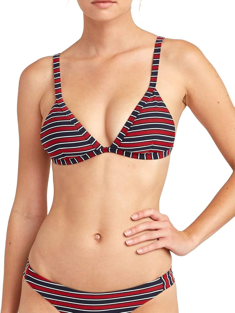 RVCA womens Red White Rvca Triangle Bikini Top, Midnight, Large US