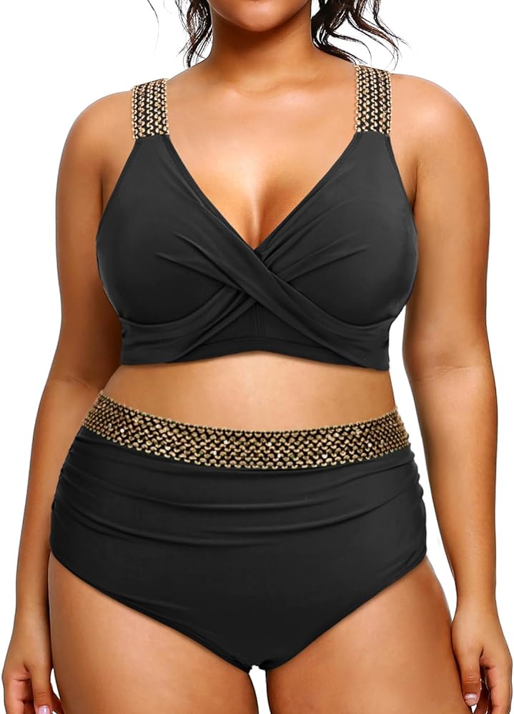 Tempt Me Women Plus Size High Waisted Bikini Set Two Piece Tummy Control Swimsuit