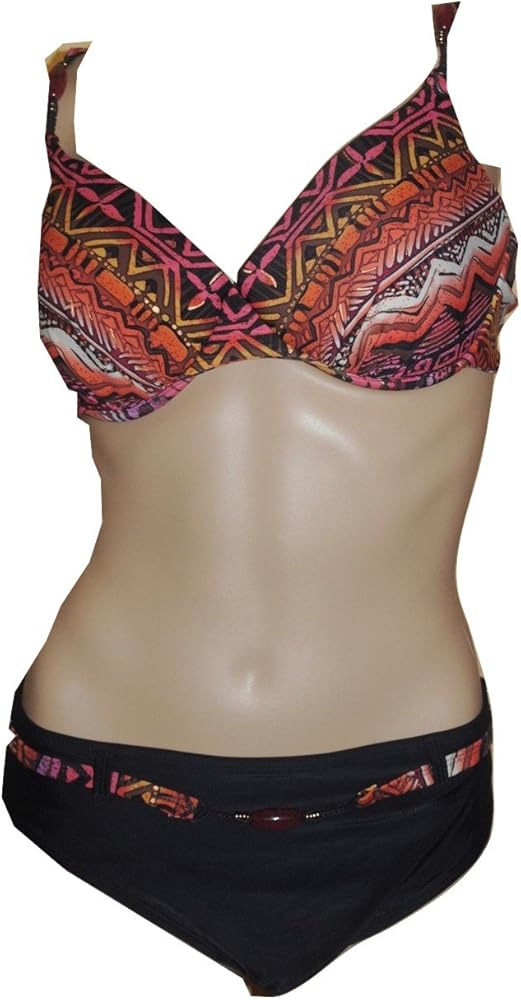 Women's Belted, Push Up Bikini Set Size Medium Multicolored