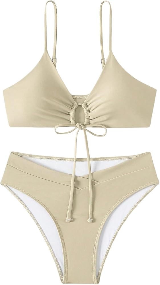 SOLY HUX Women's Tie Front Spaghetti Strap Bikini Sets Swimsuit Two Piece Bathing Suits