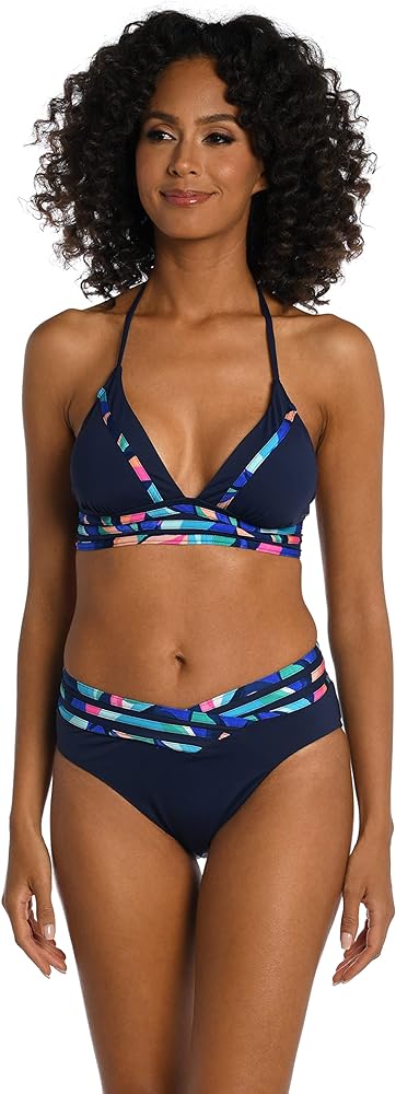 La Blanca Women's Banded Bikini Swimsuit Top, Multi//Painted Leaves, 4