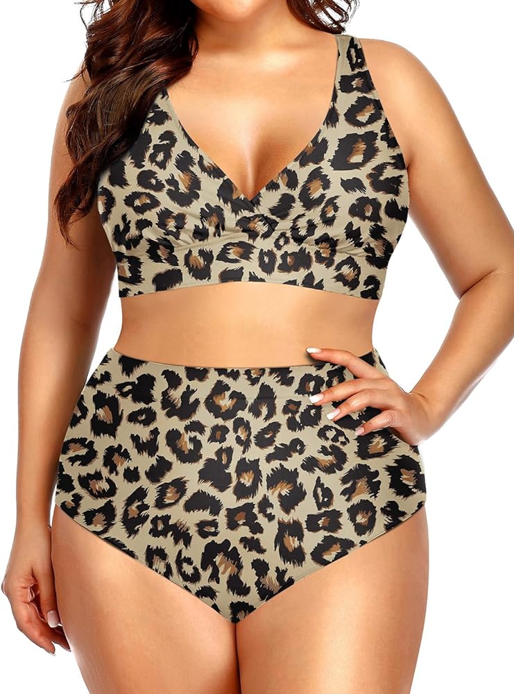 Aqua Eve Plus Size Two Piece Bathing Suits for Women High Waisted Bikini Set Tummy Control Swimsuits