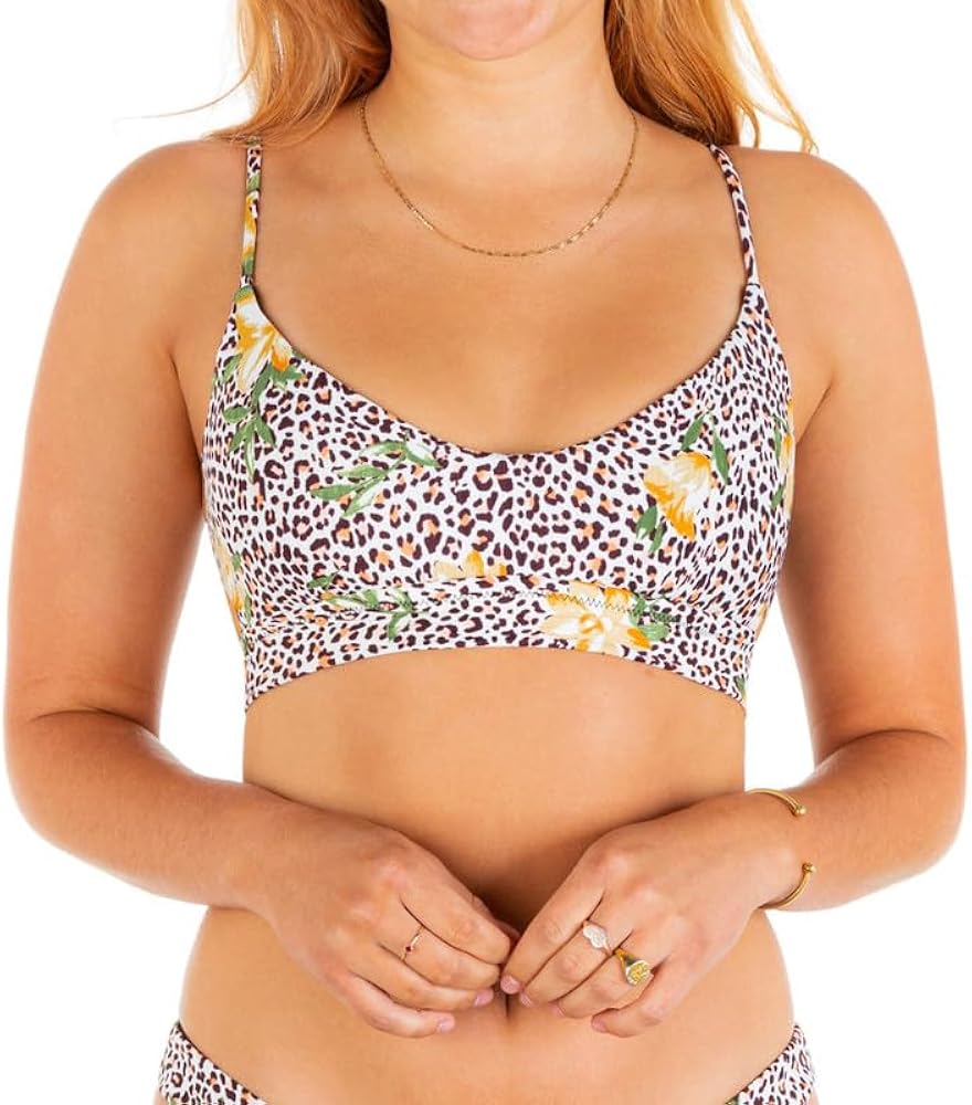 Hurley Women Juniors' Printed Cutout Bikini Top (Jungle Cat, X-Small)