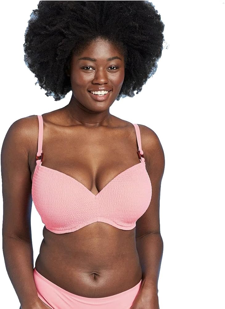 Shade & Shore Women's Light Lift Smocked Bikini Top - (Flamingo Pink) - (38D)