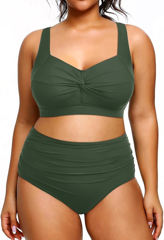 Tempt Me Women Plus Size High Waisted Bikini Set Two Piece Swimsuit Tummy Control Bathing Suits