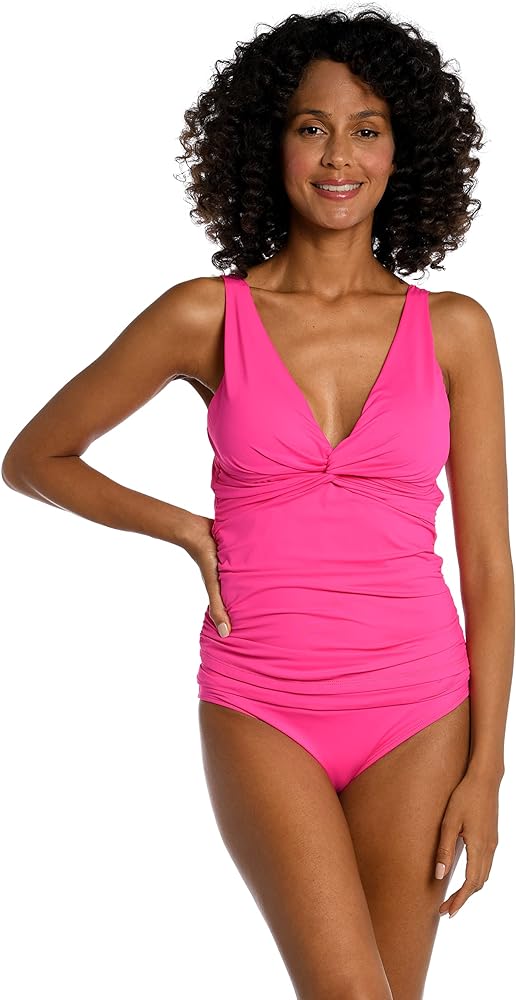 Over the Shoulder Twist Front Tankini Swimsuit Top