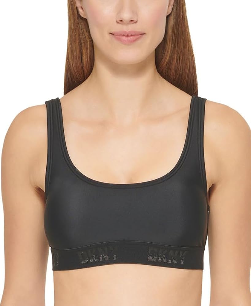 DKNY Women's Logo Bikini Top (Black, Large)