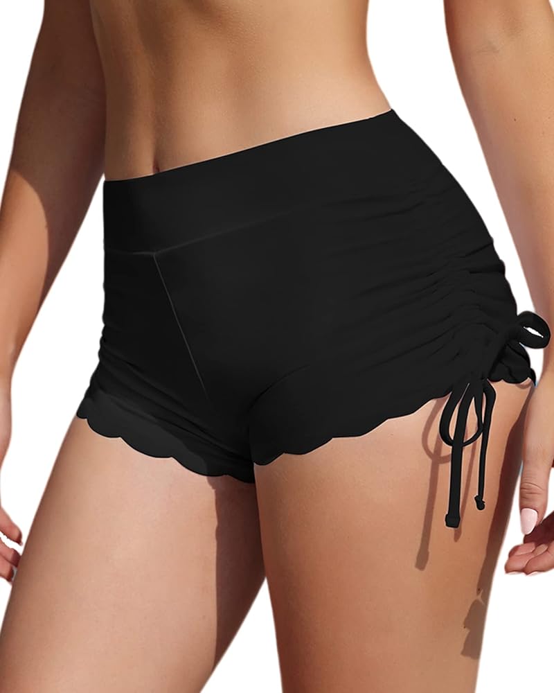 WOWENY Side Tie Swim Shorts for Women High Waisted Board Shorts Swimwear Bottom Bathing Suit Shorts Boy Shorts Swimsuits