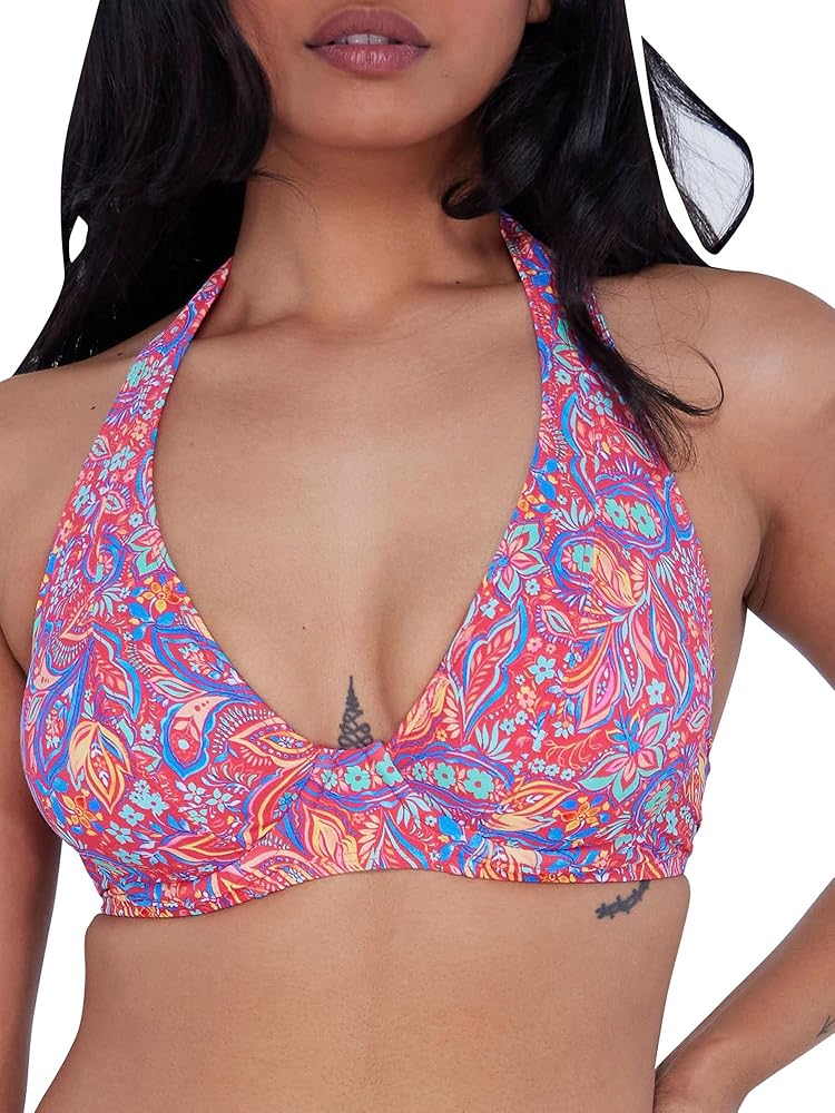 Sunsets Printed Muse Halter Bikini Top 38D, Rue Paisley