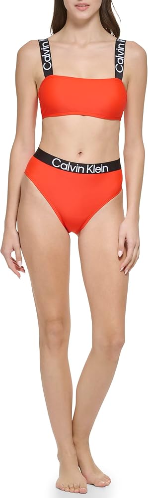 Calvin Klein womens High Waisted Elastic Logo Sporty Bikini Set