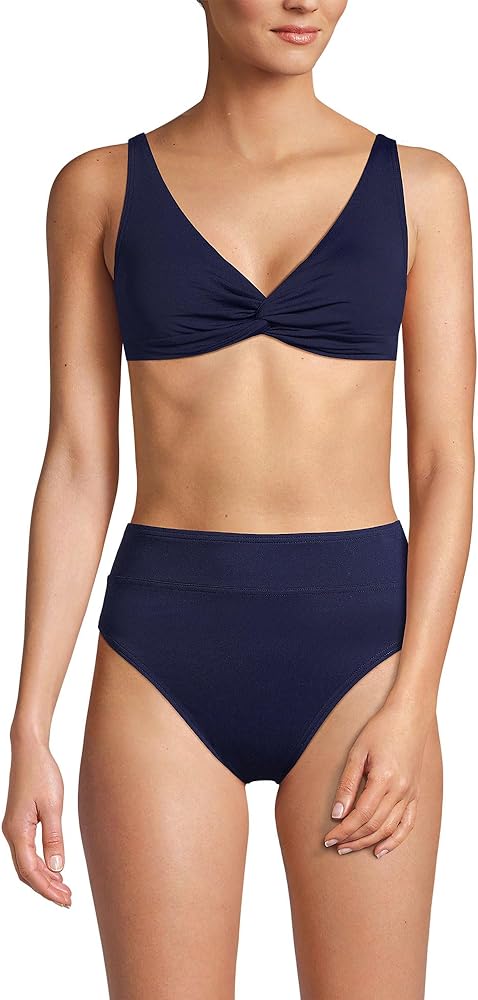 Lands' End Women's Chlorine Resistant Twist Front Underwire Bikini Swimsuit Top