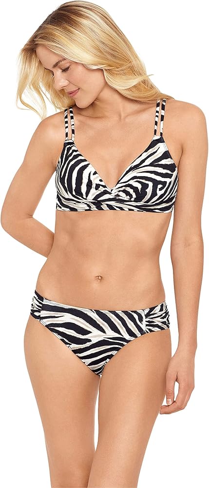 Lauren Ralph Lauren Zebra Double Strap Twist Underwire Bra Top Brown 6