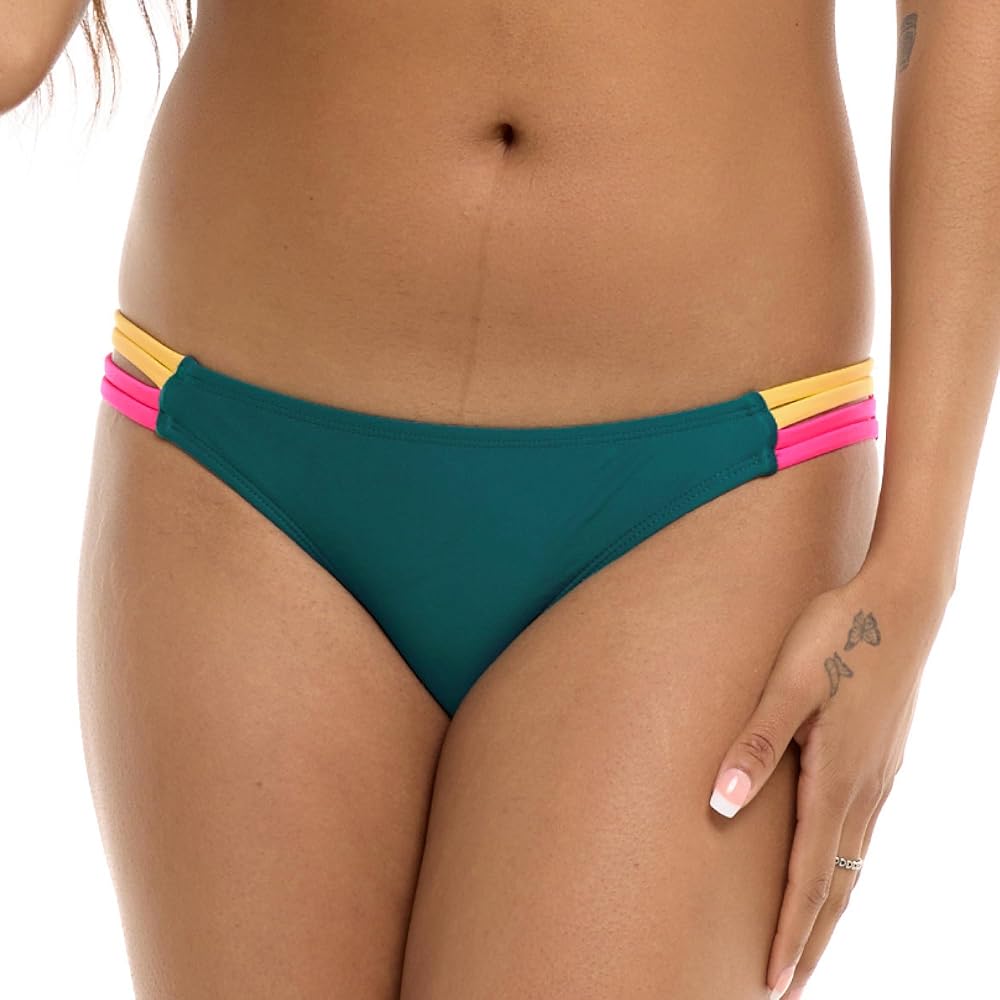 Body Glove Women's Standard Flirty Surf Rider Bikini Bottom Swimsuit, Kingfisher Colorblock