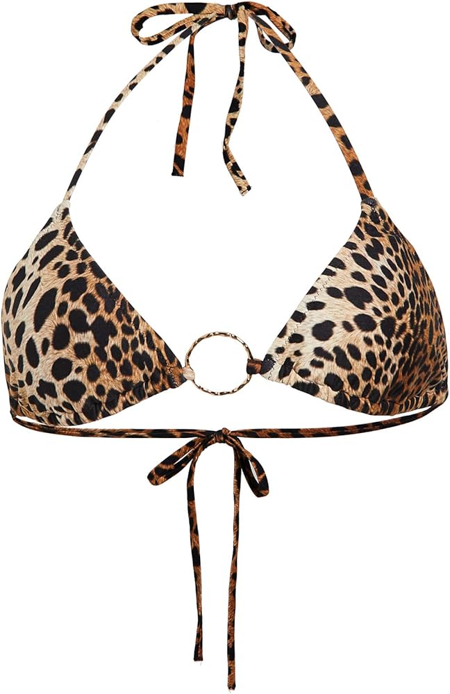 Women's Miami Bikini Top, Cheetah, Tan, Print, 8