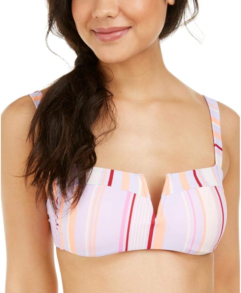 Juniors' Esplanade Stripe Printed V-Wire Bikini Top