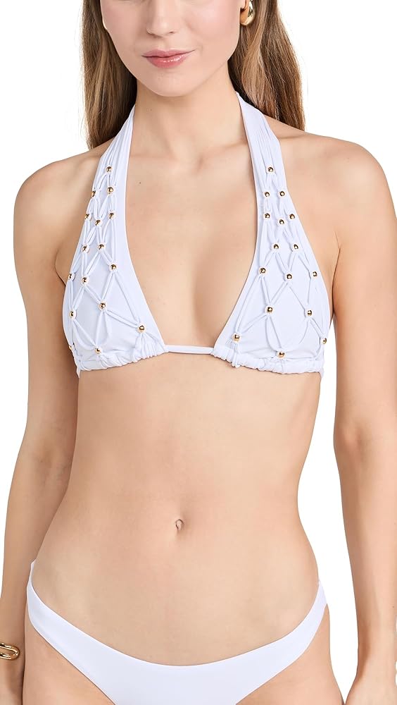 PQ Swim Women's Beaded Brynn Halter Bikini Top