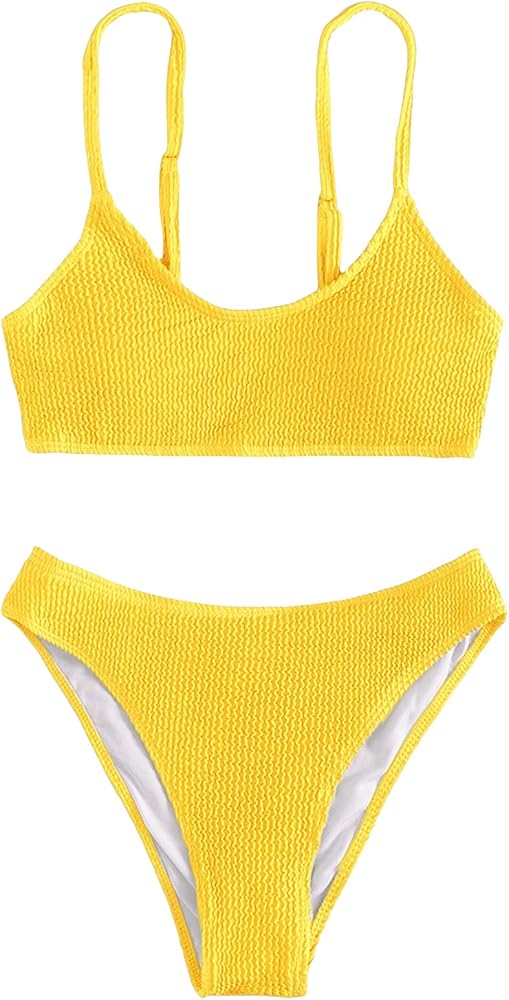 SOLY HUX Bikini Sets for Women Solid Textured Bikini Bathing Suits 2 Piece Swimsuit